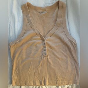 Abercrombie & Fitch Ribbed Cropped Button Tank